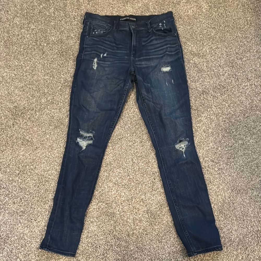 Women’s Express Distressed Blue Skinny Jeans size 8